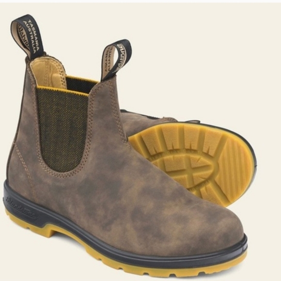 Blundstone 1944 Chelsea Boots Women's 7.5/ Men's 5.5 Brown & Mustard - Picture 1 of 9